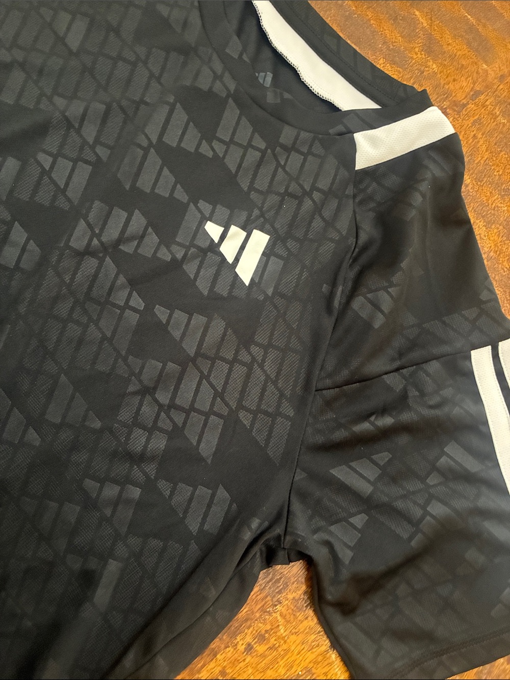 adidas Black Tee with White Stripes and Logo - Picture 3 of 3